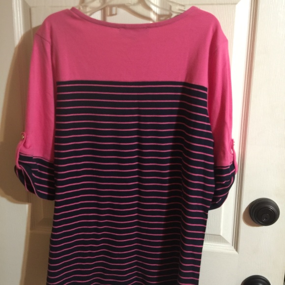 Pink and black strip short sleeve shirt - Picture 2 of 3